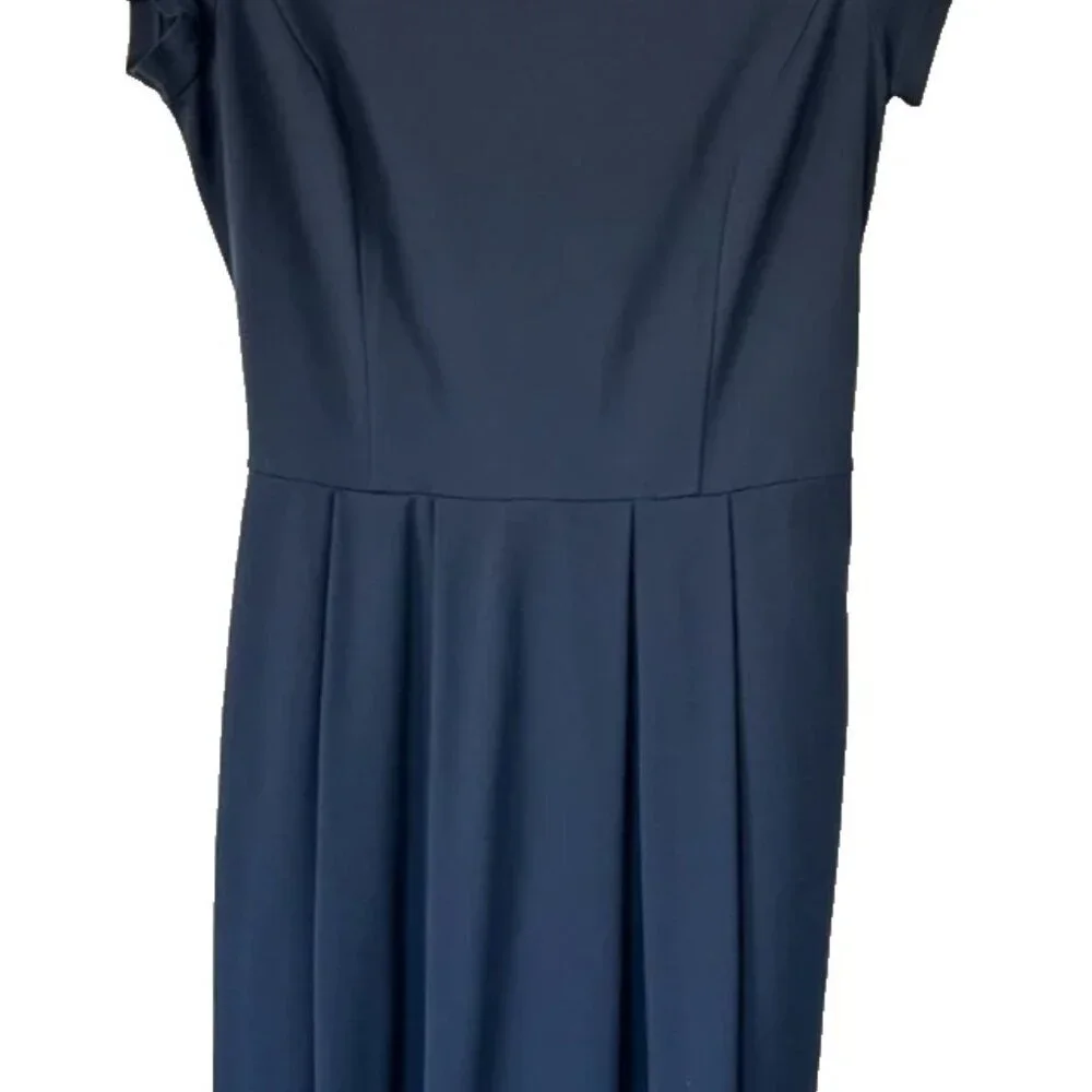 Brooks Brothers Women’s 8 Navy Belted Keyhole Ponte Sheath Dress Short Sleeve